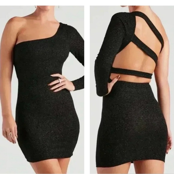 Black One-Shoulder Bodycon Mini Dress - Windsor - Size S - NWT - Picture 1 of 5
